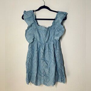 Mustard Seed Anthropology Womens Eyelet Tank Top Ruffle Sundress Romper Small
